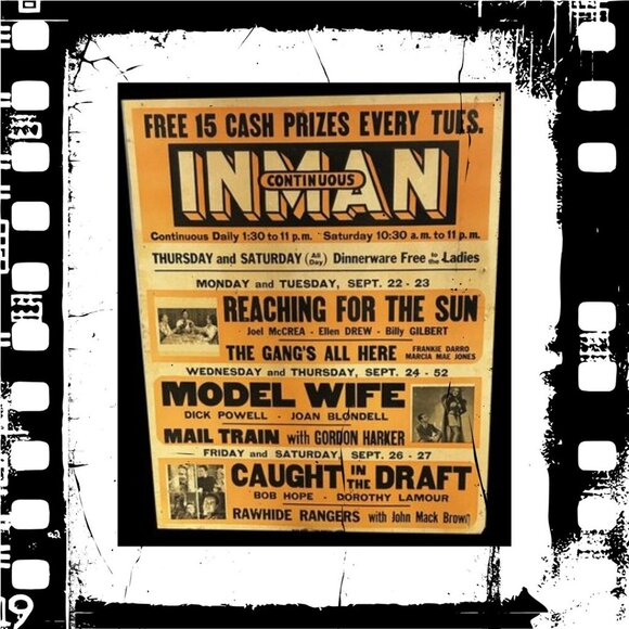 5 Vintage Inman Theatre Movie Placards 1940s Film Advertising Posters - Picture 9 of 10